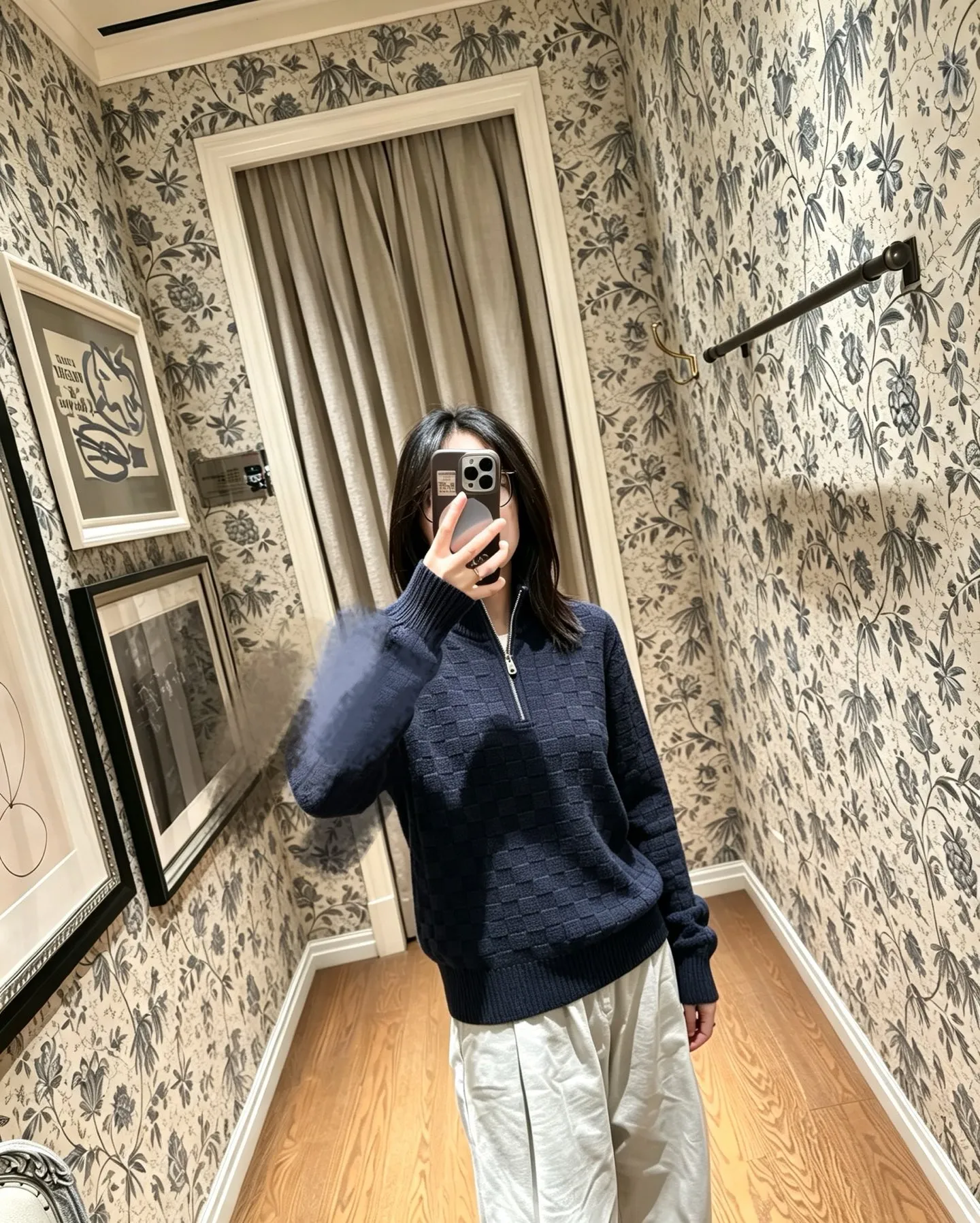 Louis Vuitton/Louis Vuitton checkerboard half-zip turtleneck sweater